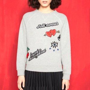 Maje Tilda Gris Jeweled Patchwork Jumper Pullover